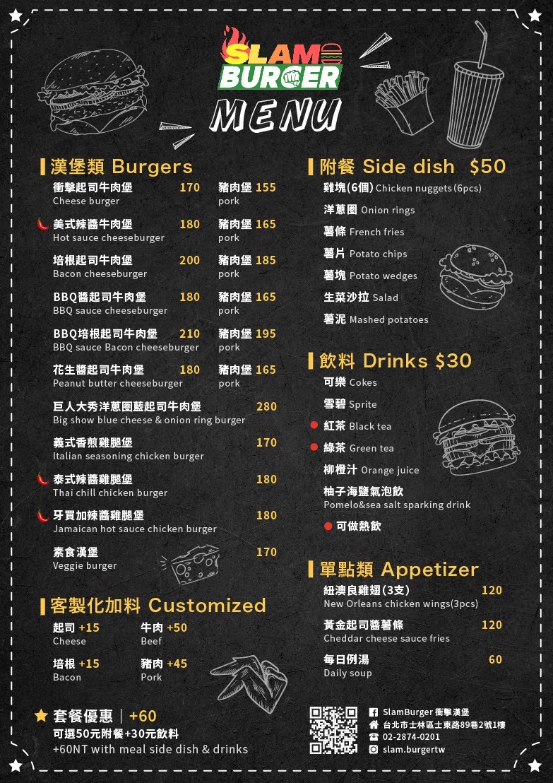士林美食,天母美食,天母美式漢堡,士林美式漢堡,天母外帶美食,天母外送美食,衝擊漢堡 SlamBurger,天母衝擊漢堡