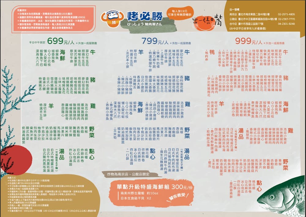 台北燒烤吃到飽,烤必勝日式燒肉(出一張嘴南京店)